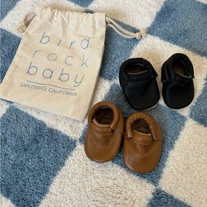 Leather Moccasins - Black and Brown